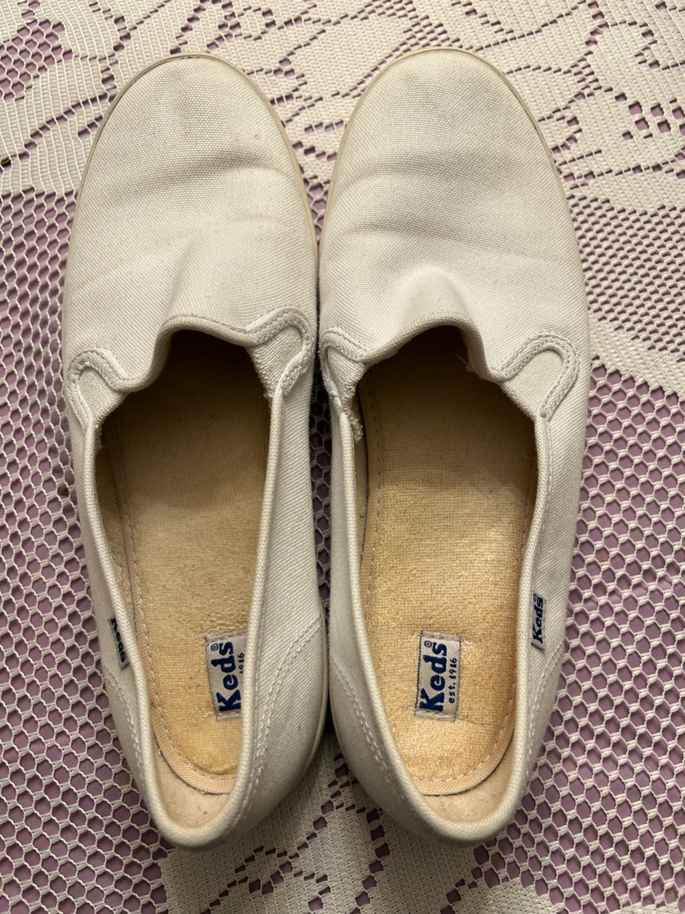Keds White Canvas Slip-On Women's Athletic Shoes 8.5